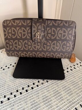 Gianni Bernini Monogram Zip-Around Wallet in Brown